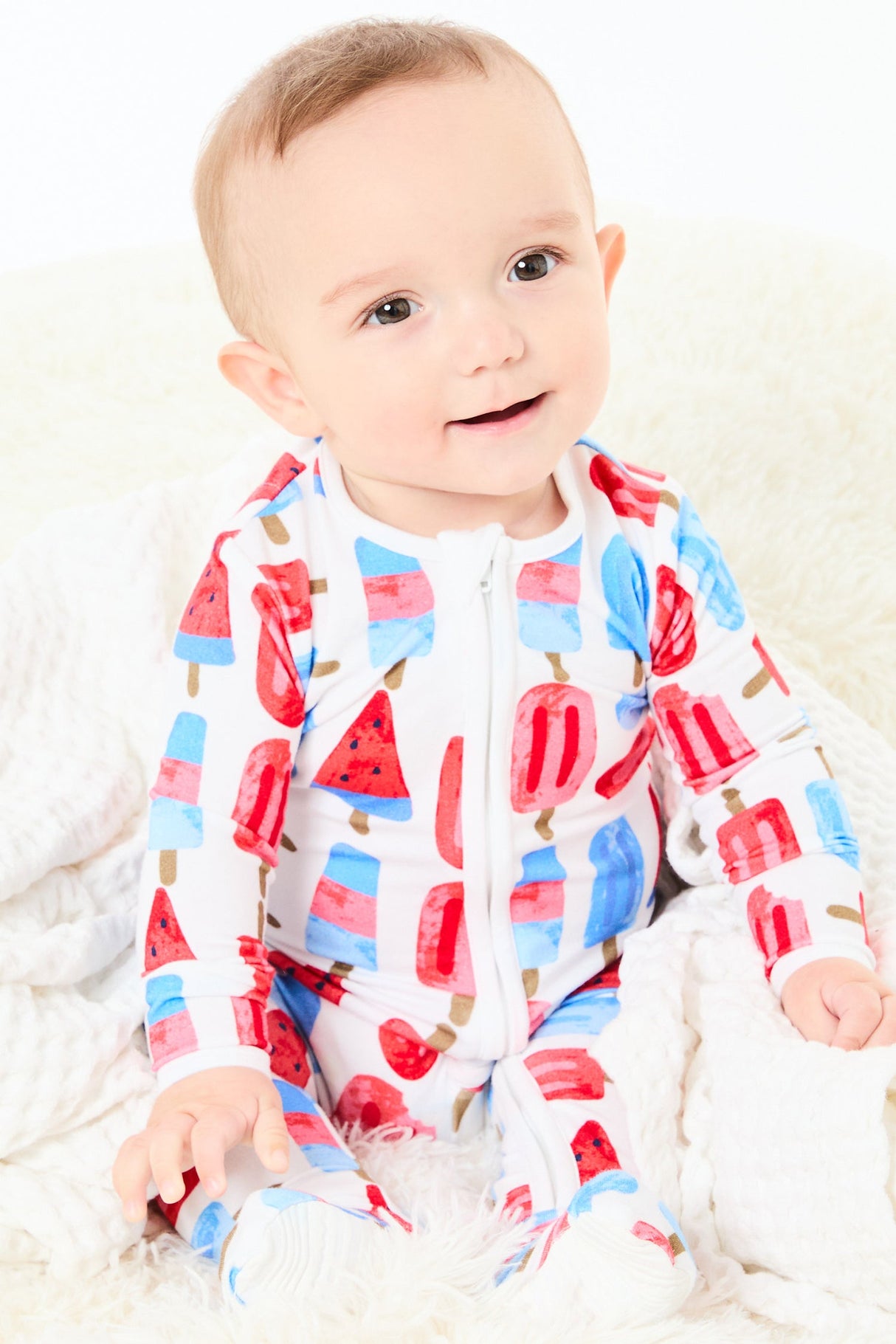 Soft & Stretchy Zipper Footie - Popsicles - HoneyBug
