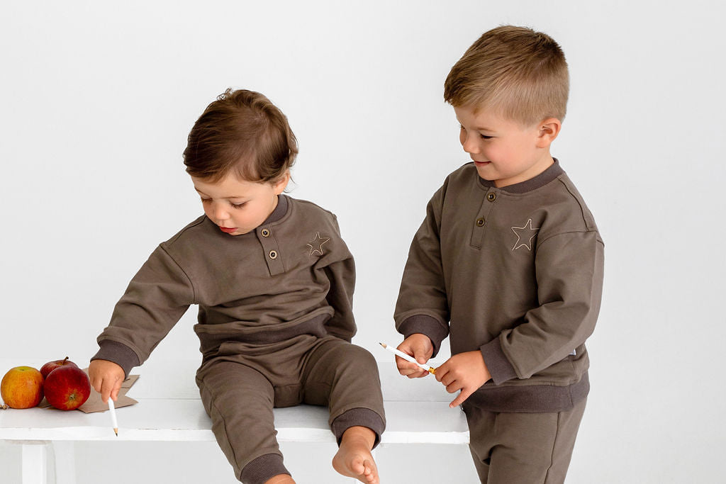 Henley Sweatsuit- Olive - HoneyBug