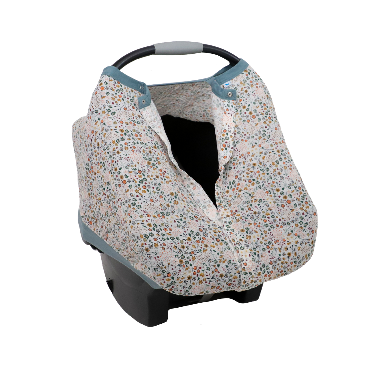 Cotton Muslin Car Seat Canopy - Pressed Petals - HoneyBug