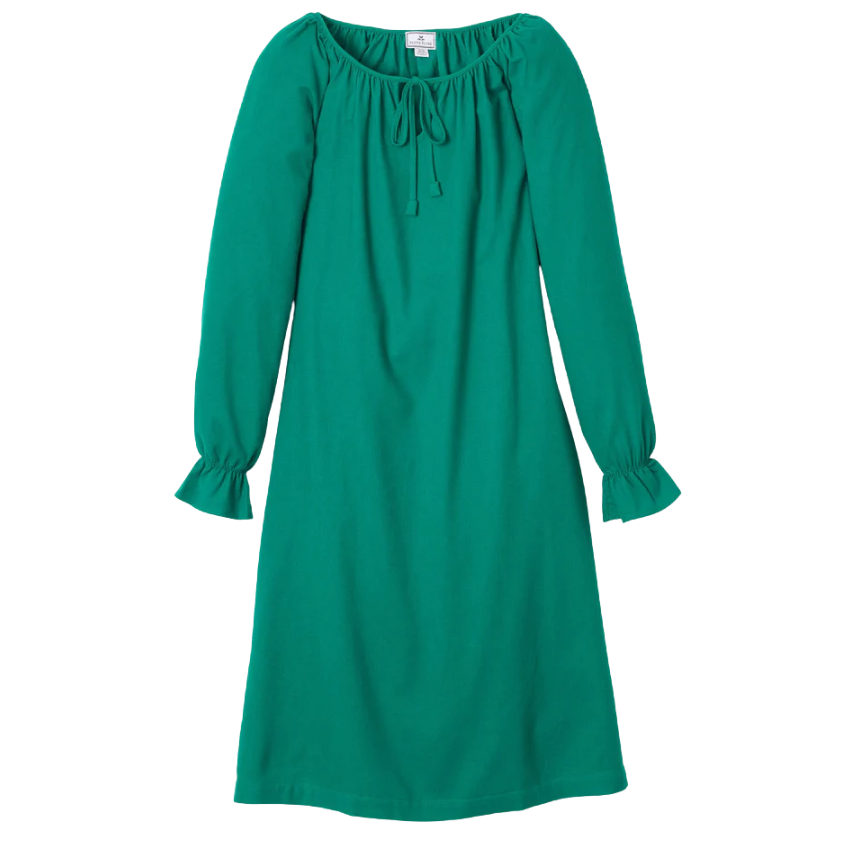 Women's Green Flannel Delphine Nightgown - HoneyBug
