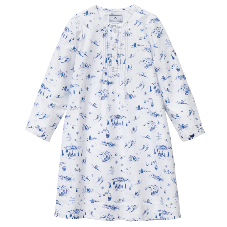 Girl's Twill Beatrice Nightgown in Chalet Toile - HoneyBug