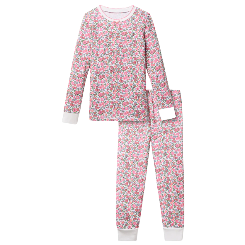 Kid's Pima Snug Fit Pajama Set in Fleurs de Rose - HoneyBug