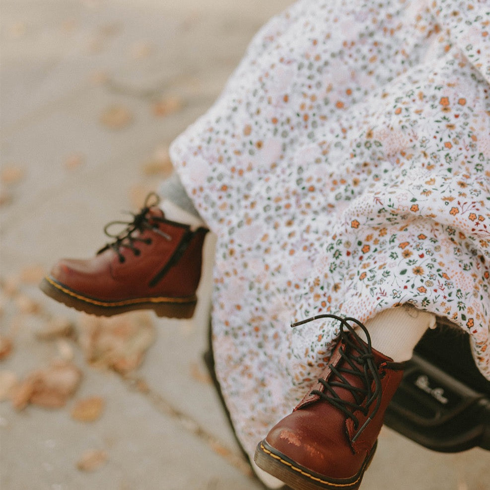 Cotton Muslin Baby Quilt - Pressed Petals - HoneyBug