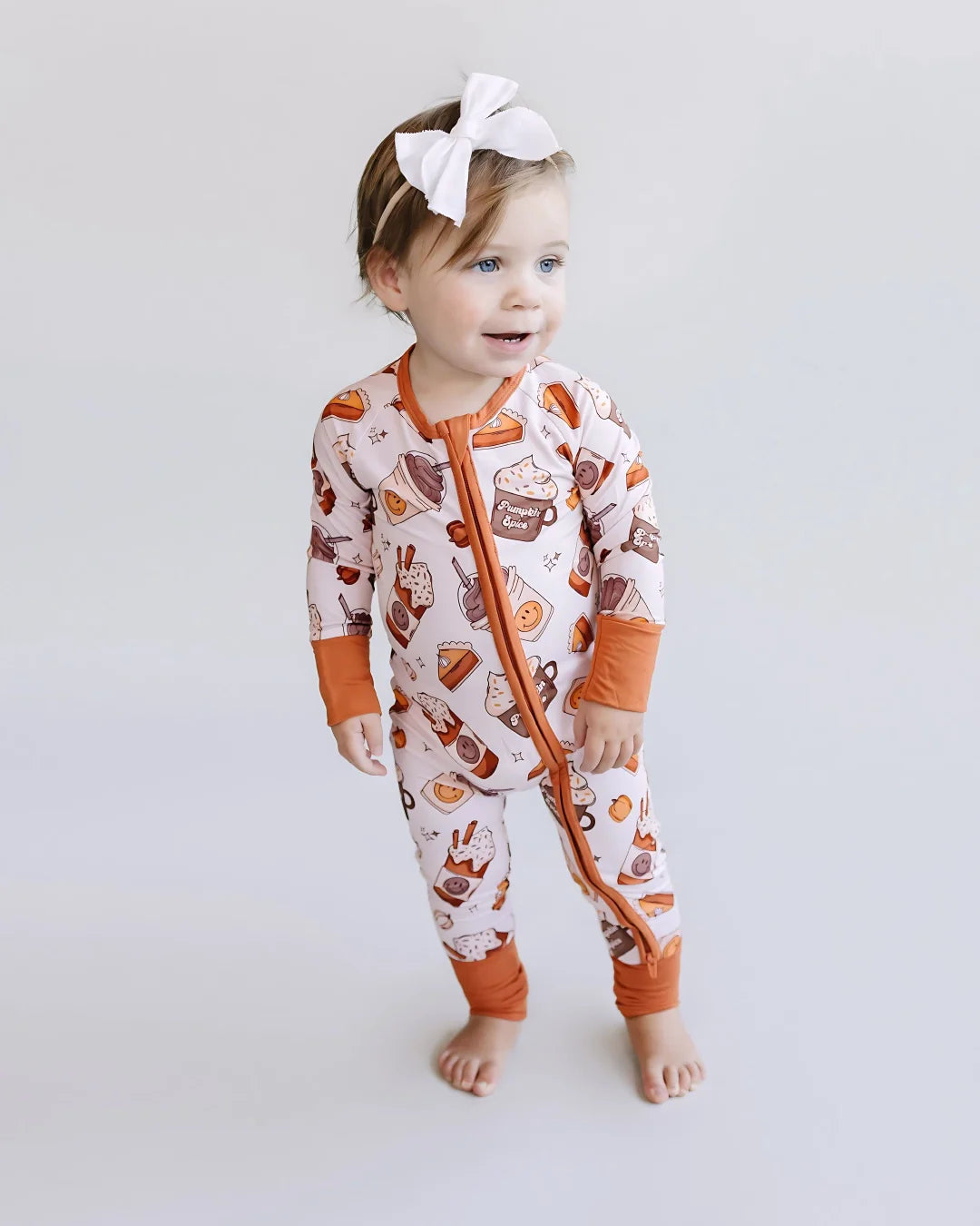 Bamboo Zip Romper | Pumpkin Spice - HoneyBug
