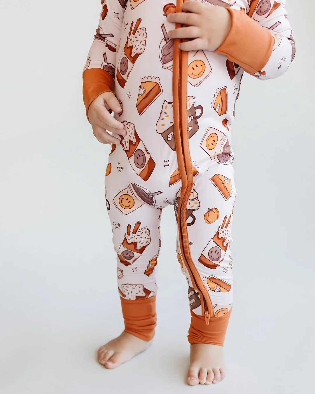 Bamboo Zip Romper | Pumpkin Spice - HoneyBug