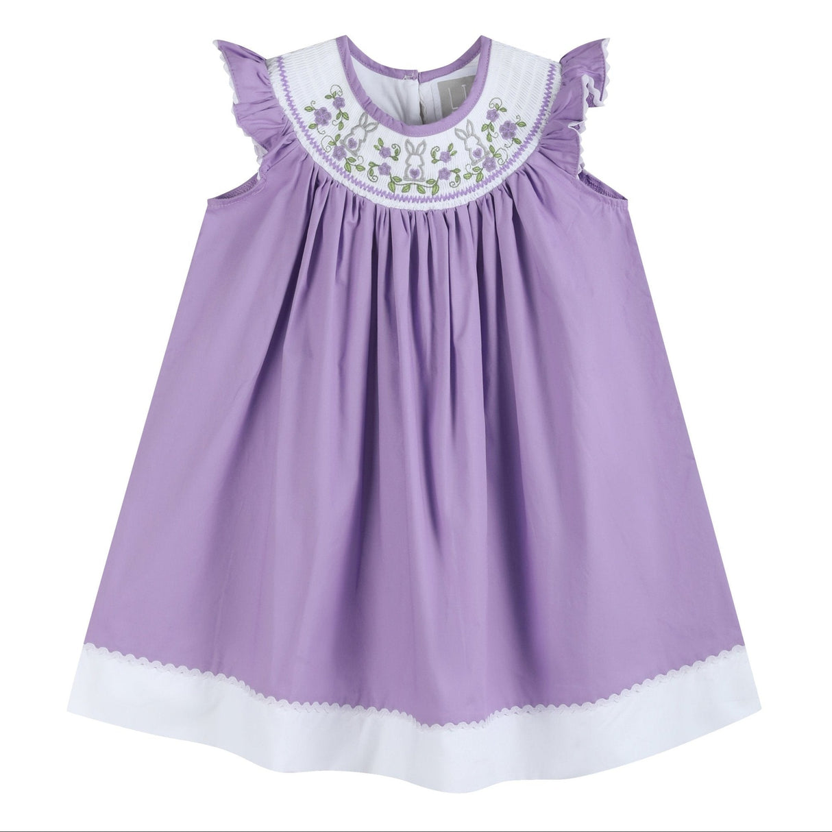 Purple Easter Bunny Smocked Bishop Dress