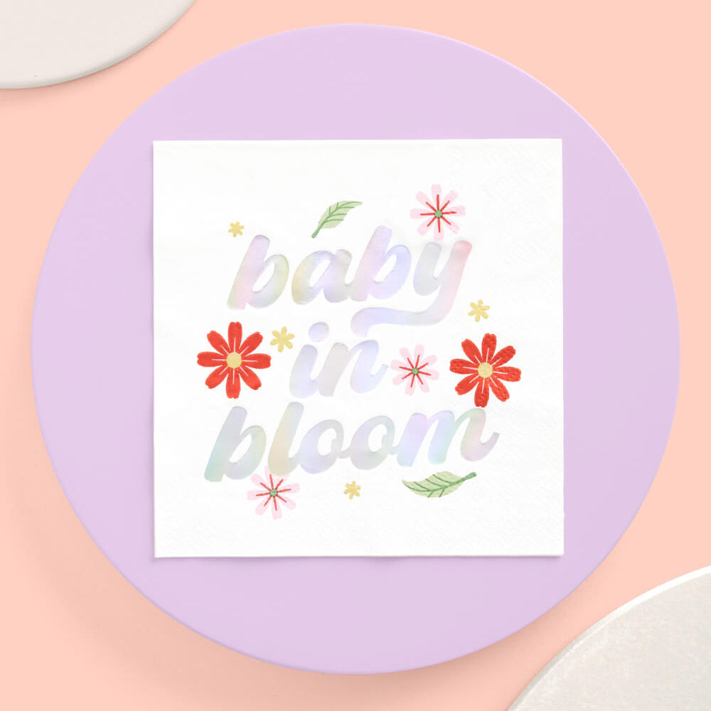 Baby in Bloom Napkins - 50 White Napkins