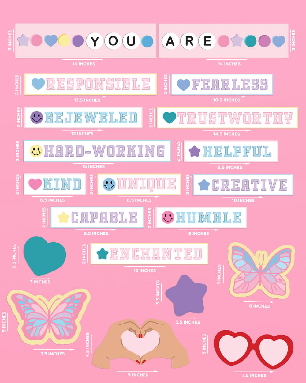 Eras Classroom Affirmations Set - 20 Bulletin Board Pieces