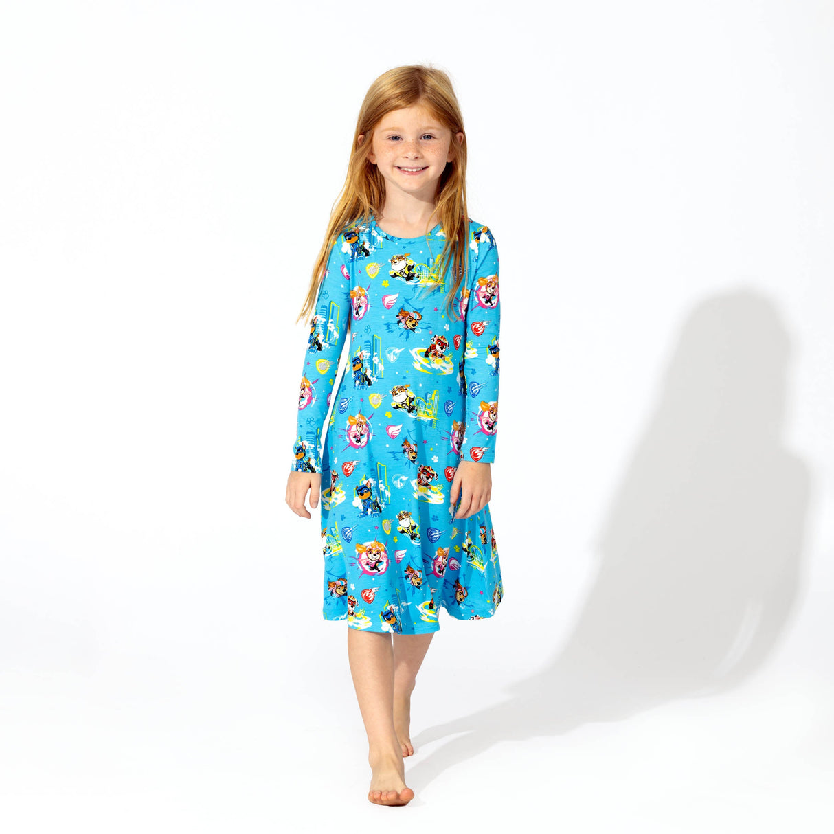 PAW Patrol: The Mighty Movie - Mighty Pups Bamboo Girls' Long Sleeve Dress - HoneyBug