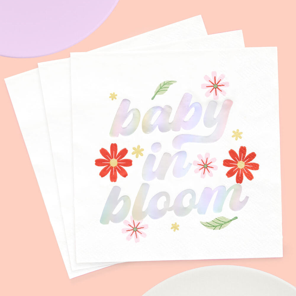 Baby in Bloom Napkins - 50 White Napkins