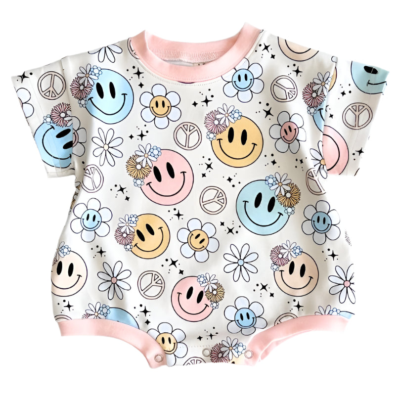 Short Sleeve Bubble Romper | Groovy Girl - HoneyBug
