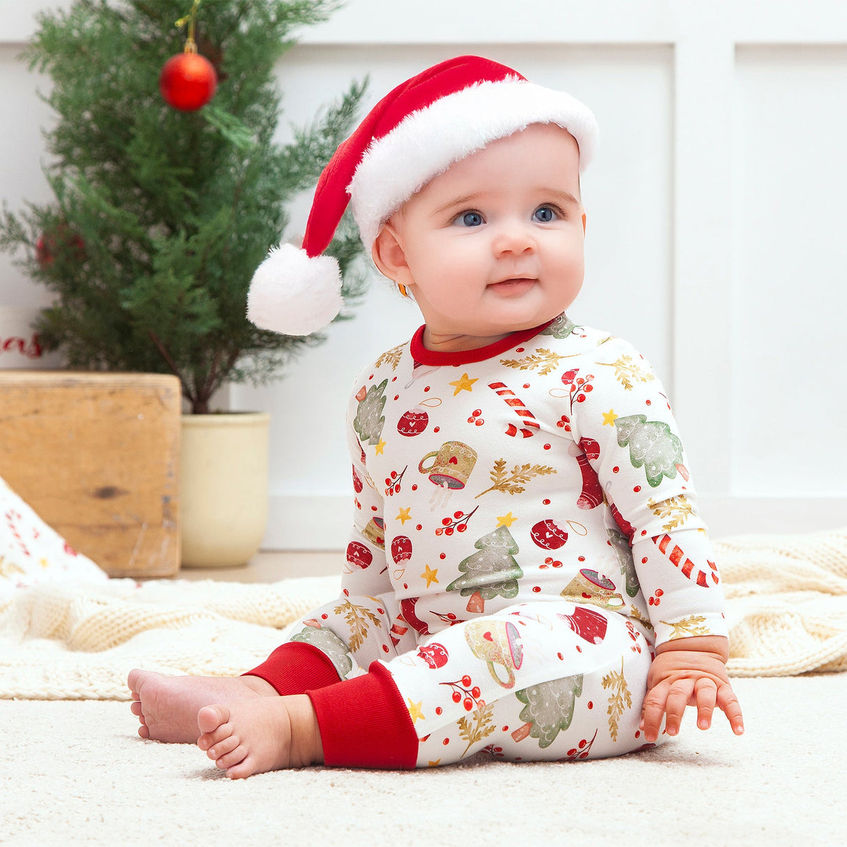 Baby Holiday Bamboo Romper – Christmas Print One-Piece - Noel - HoneyBug