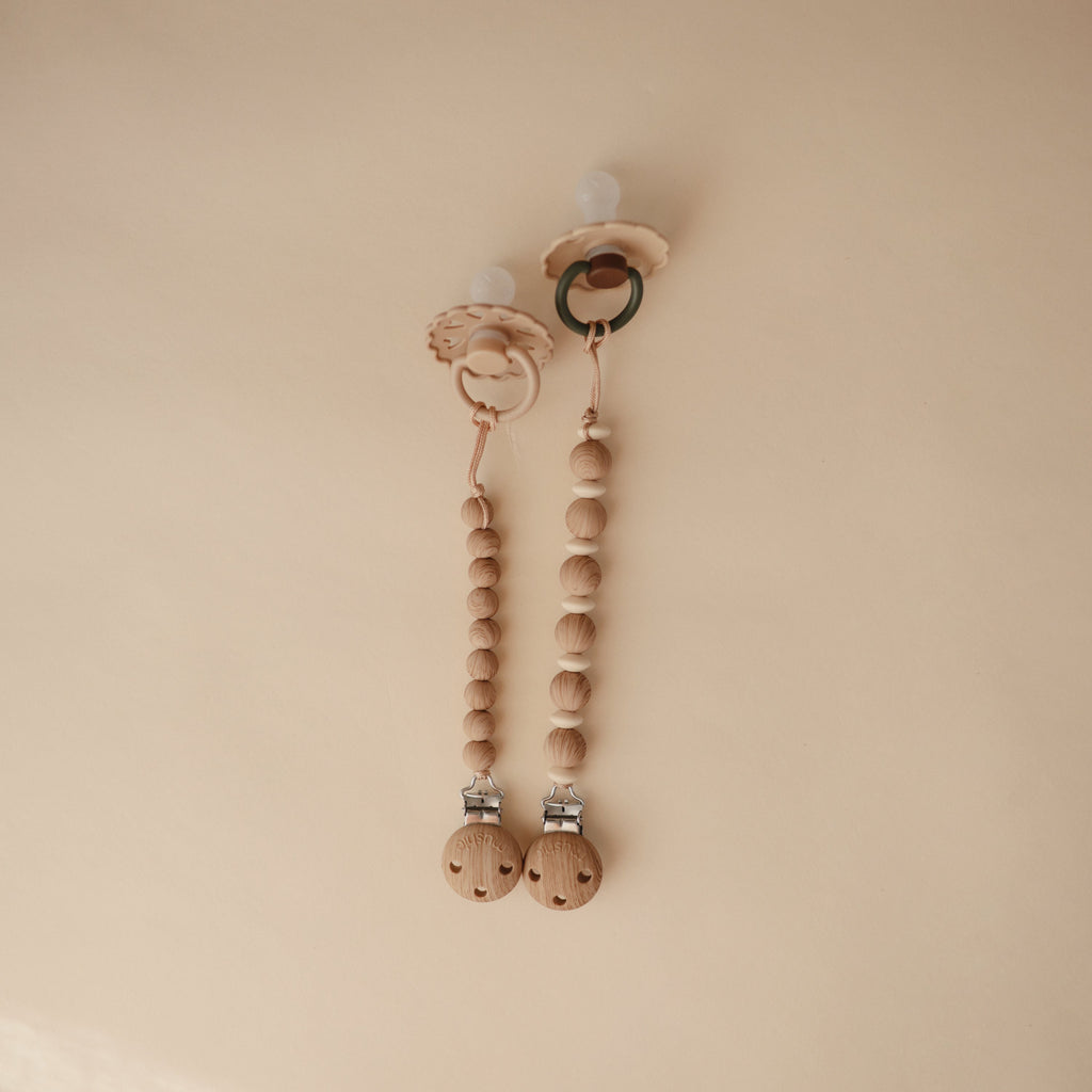 Silicone Pacifier Clip | Luna - Blush - HoneyBug