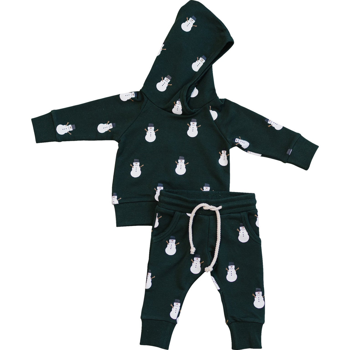 Snowman Hooded French Terry Set - HoneyBug