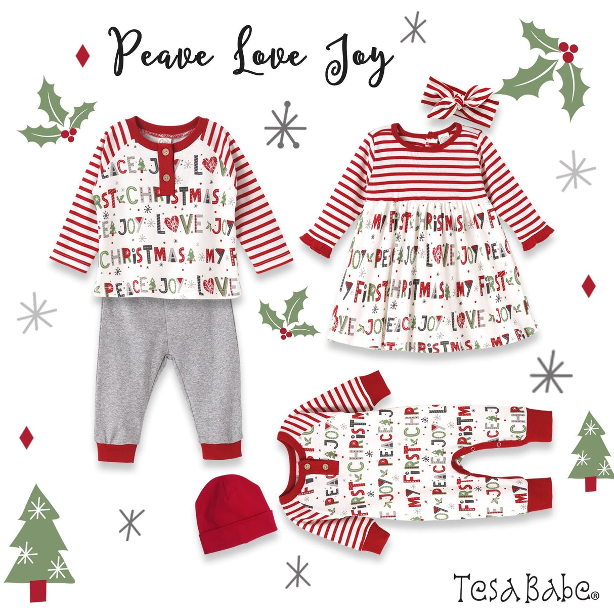 Christmas Peace-Love-Joy Bamboo Romper - HoneyBug