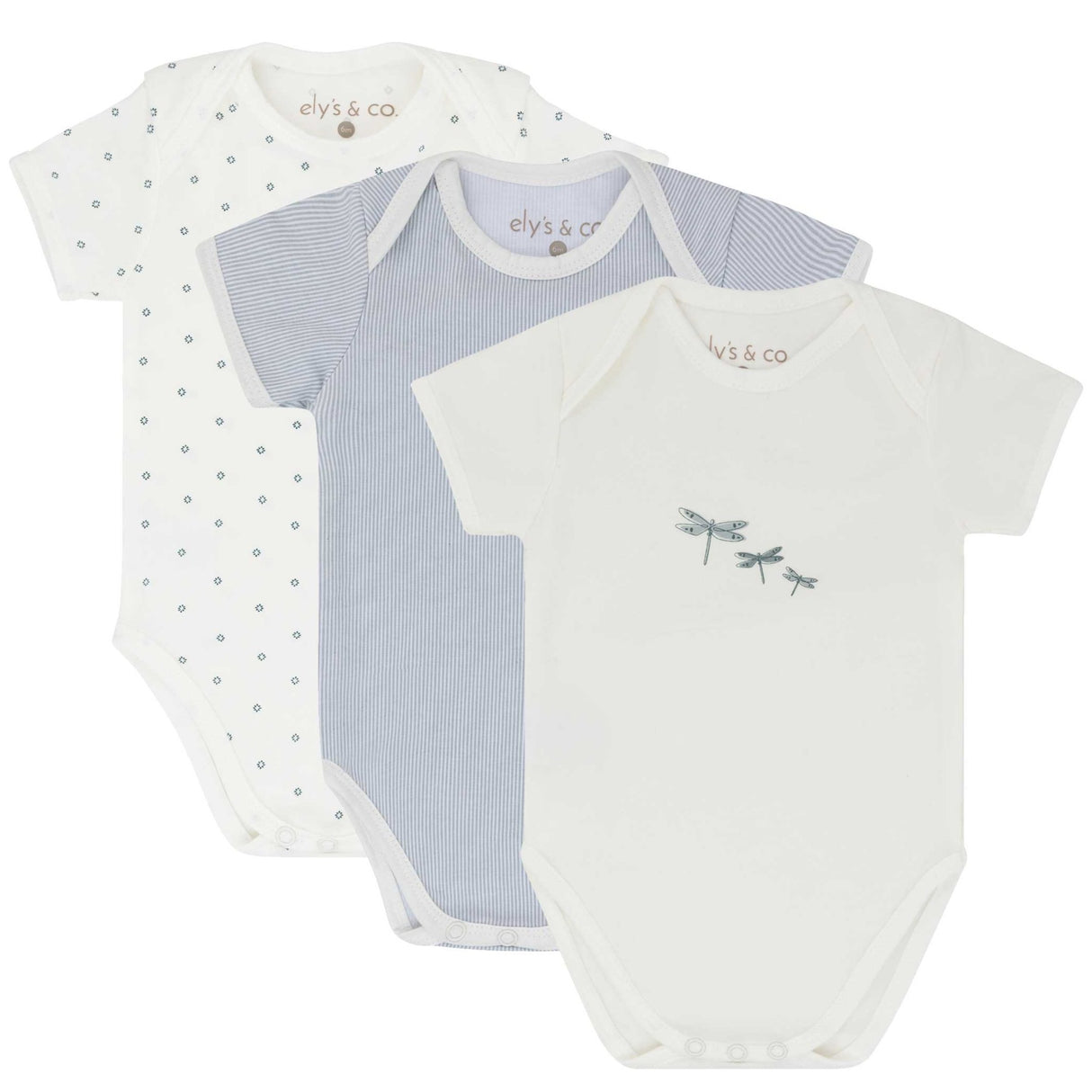 3 Pack Jersey Cotton Undershirts - Blue Dragonfly - HoneyBug