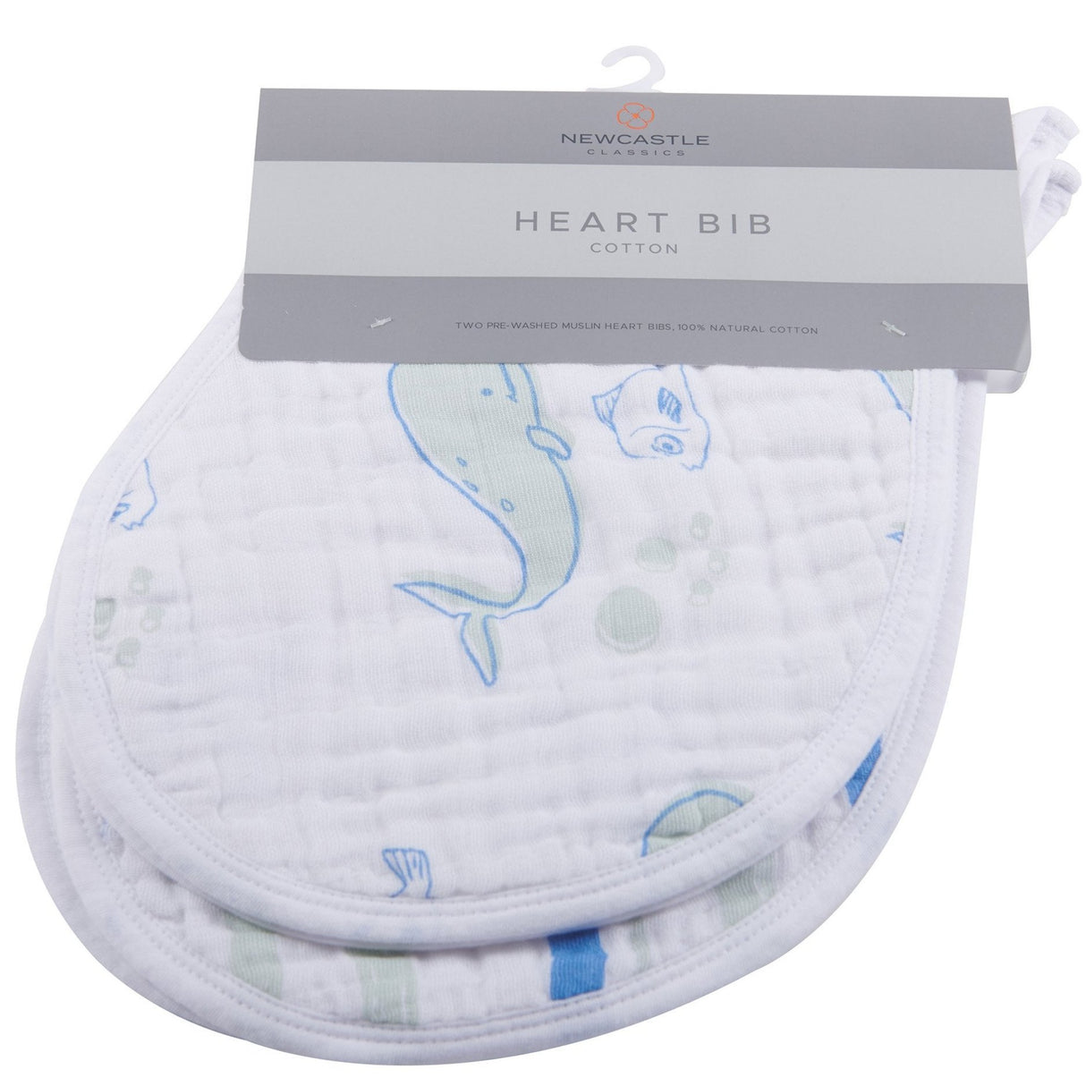 Ocean Cotton Heart Bib 2PK - HoneyBug