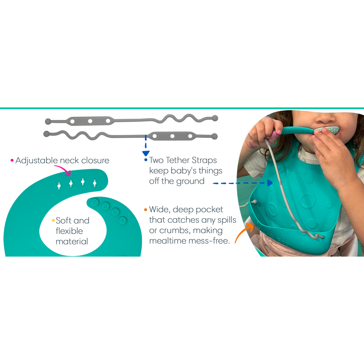 Busy Baby Bungee Bib & Utensil Set - HoneyBug