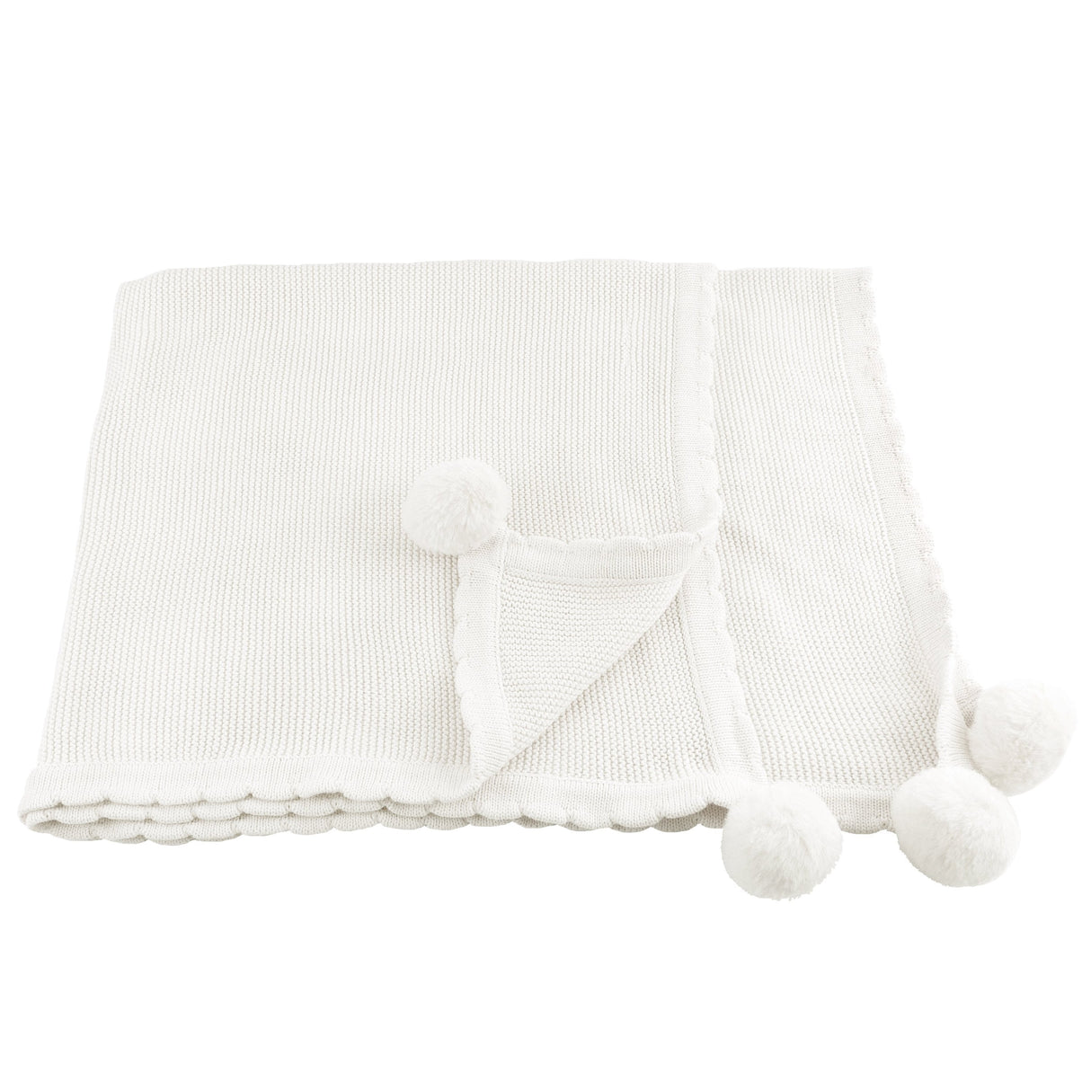 Pom Pom Blanket - White - HoneyBug