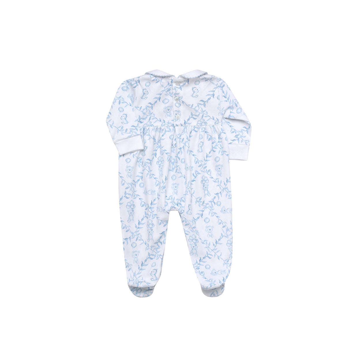 Blue Bears Trellace Smocked Footie - HoneyBug