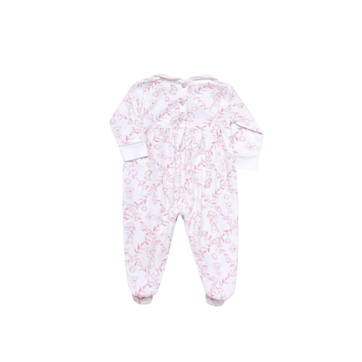 Pink Bears Trellace Smocked Footie - HoneyBug