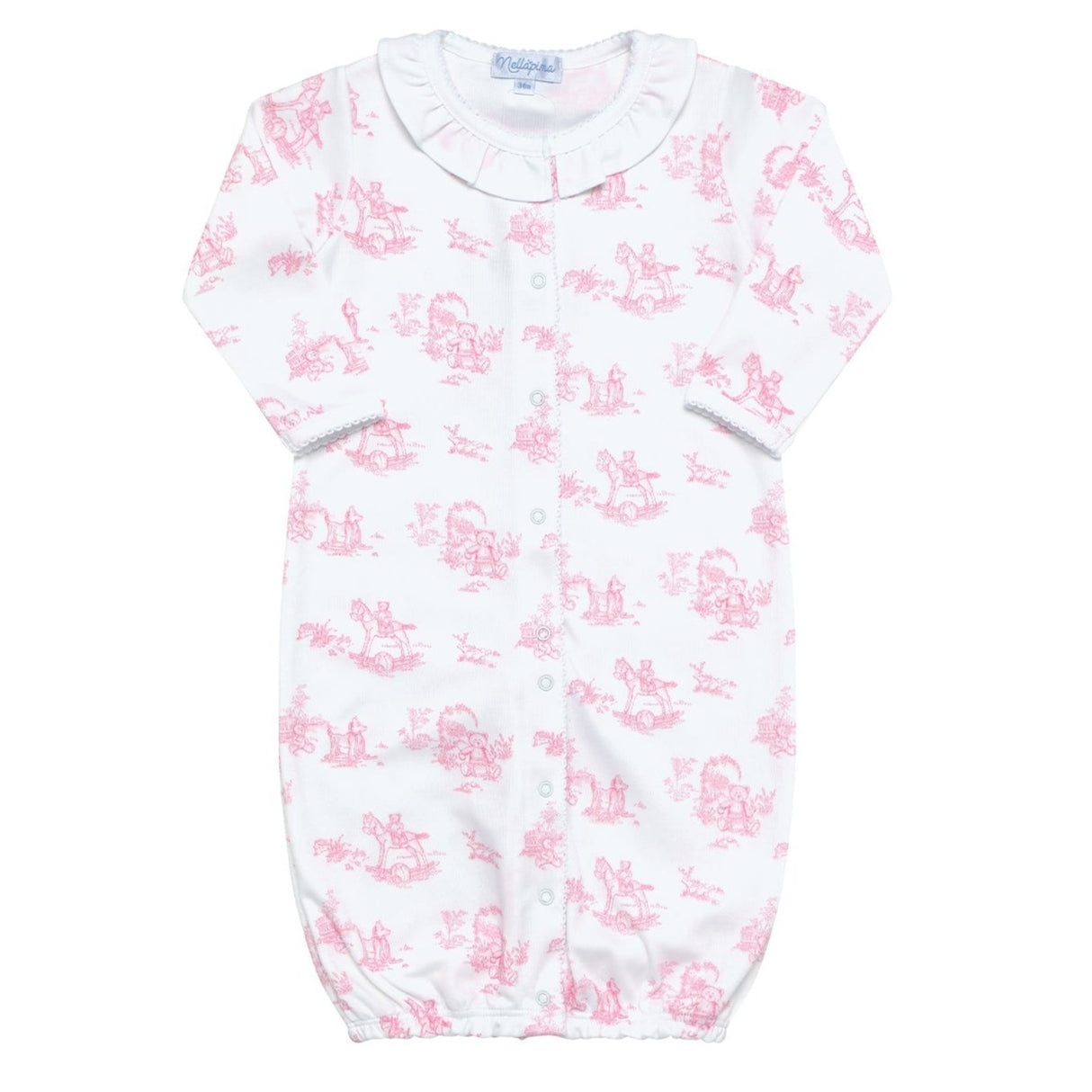 Pink Toile Baby Converter Gown - HoneyBug