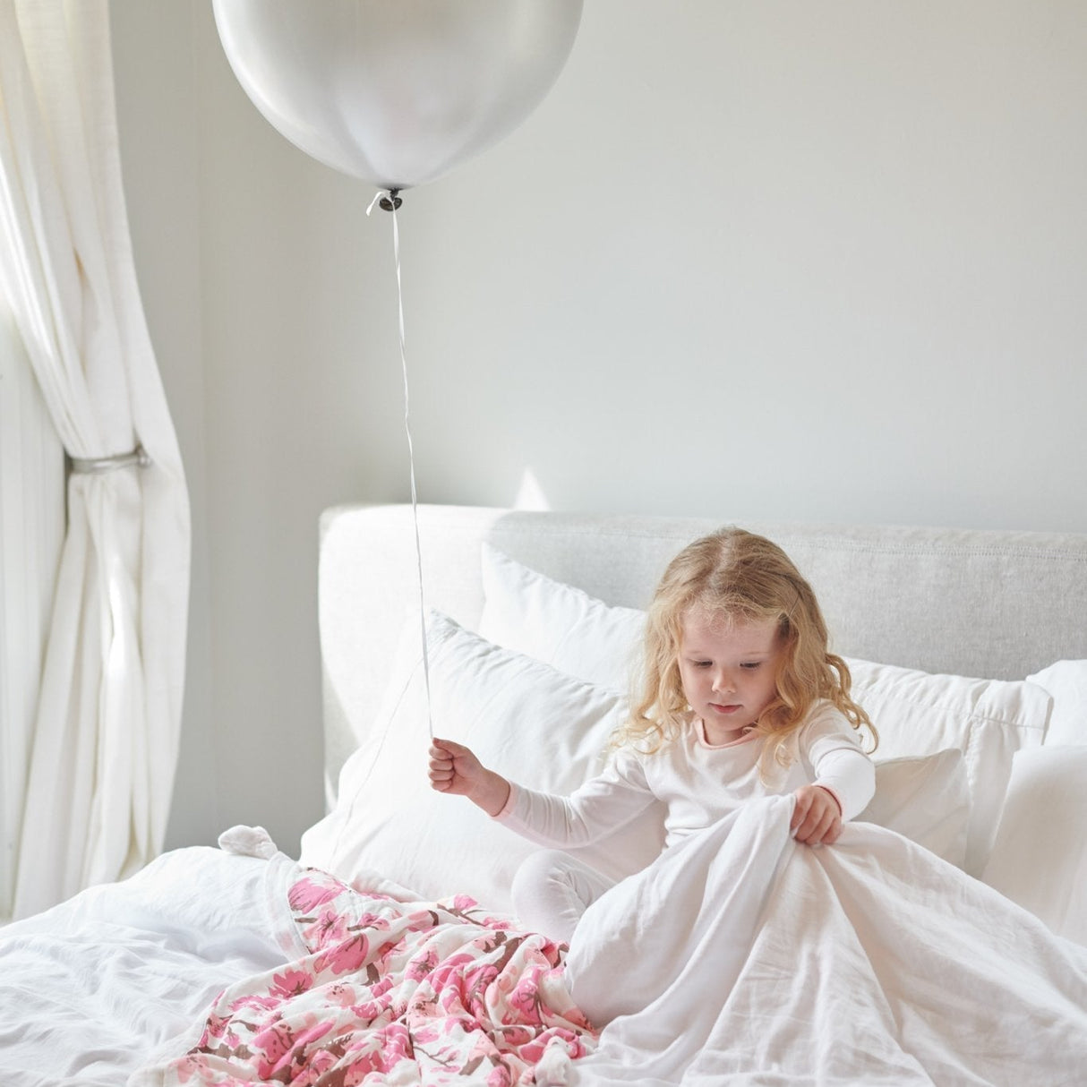 Cherry Blossom Bamboo Muslin Newcastle Blanket - HoneyBug