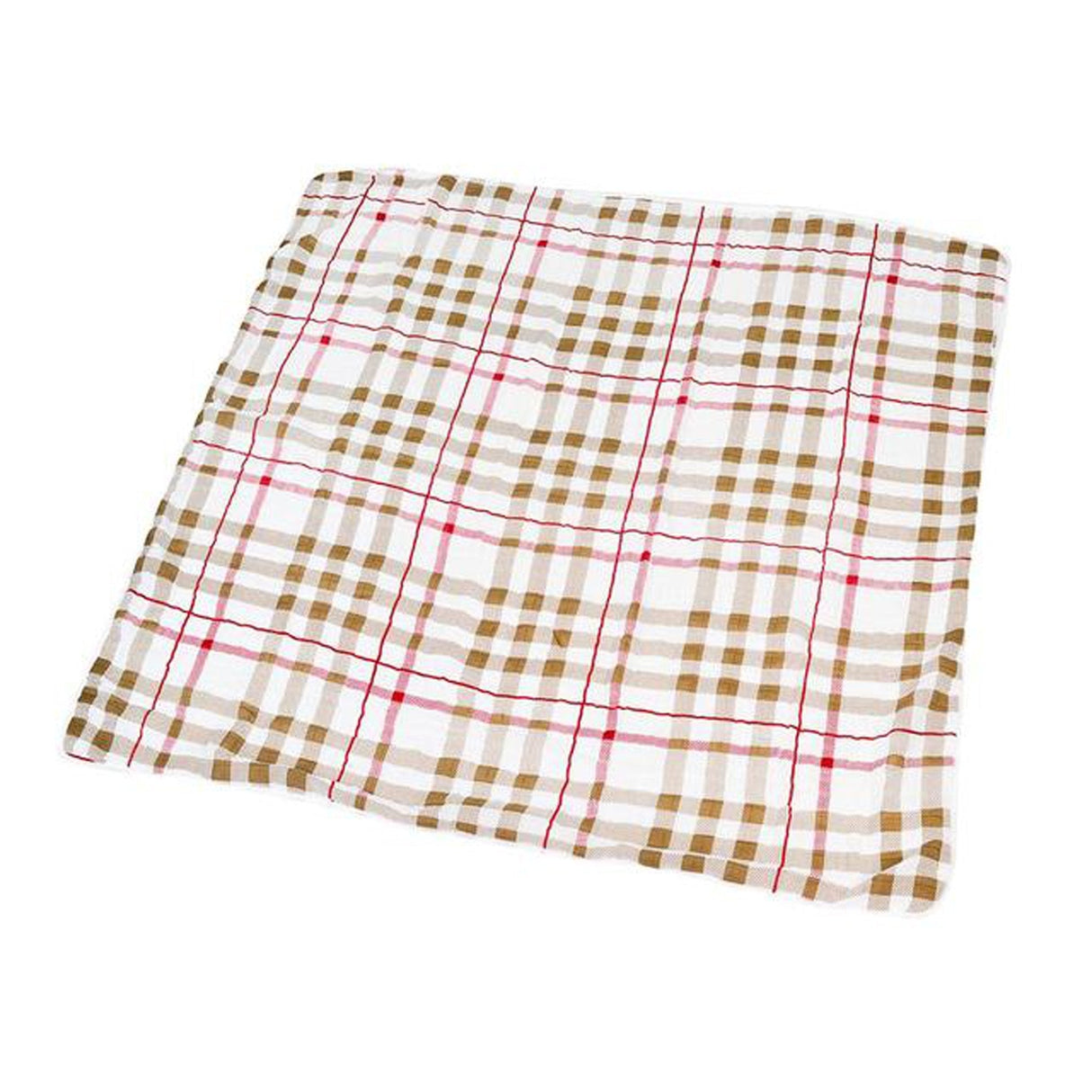 Teddy Bear and Plaid Cotton Muslin Newcastle Blanket - HoneyBug