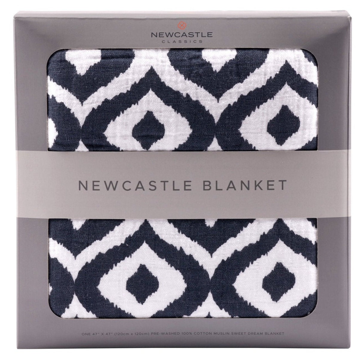 Moroccan Blue Cotton Muslin Newcastle Blanket - HoneyBug