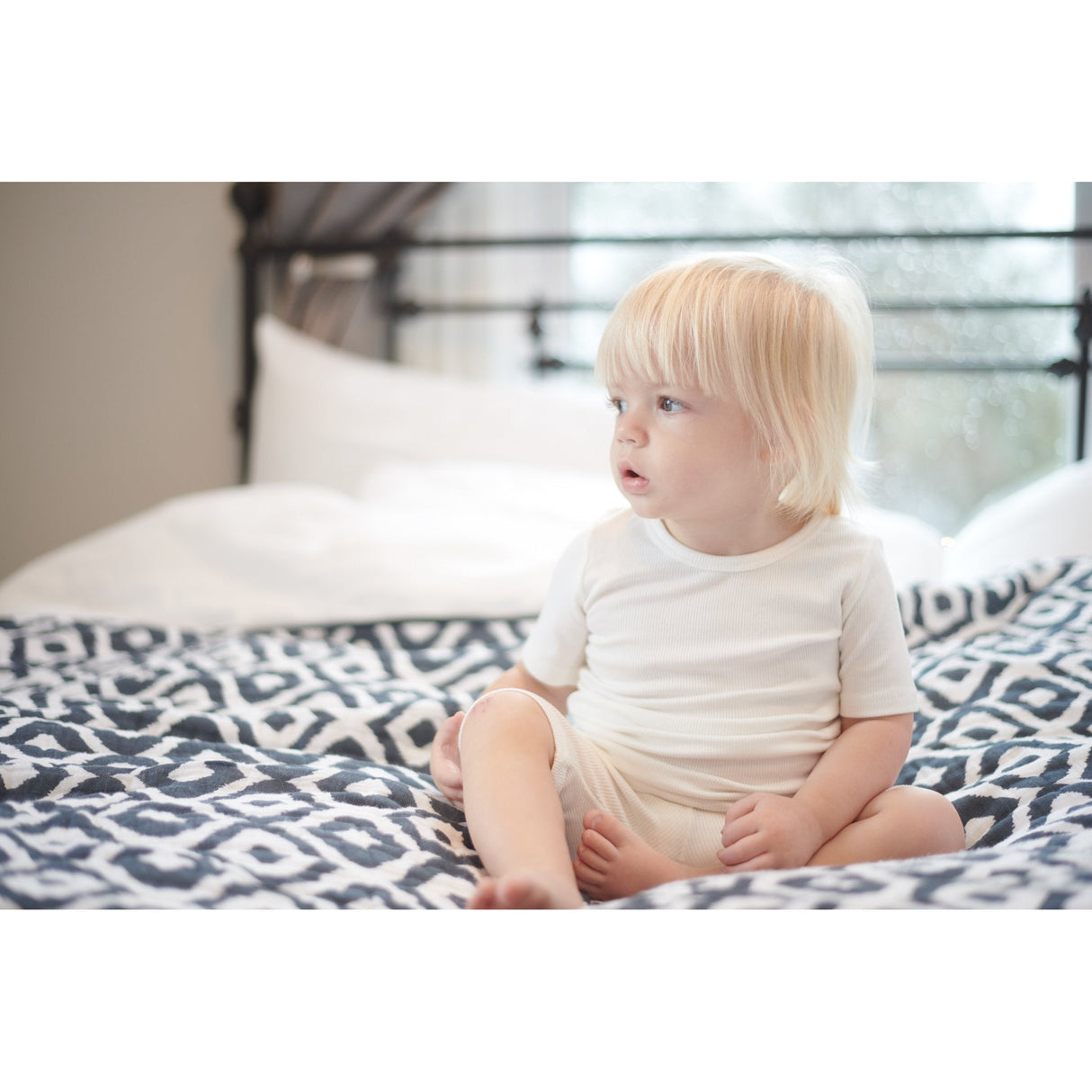Moroccan Blue Cotton Muslin Newcastle Blanket - HoneyBug