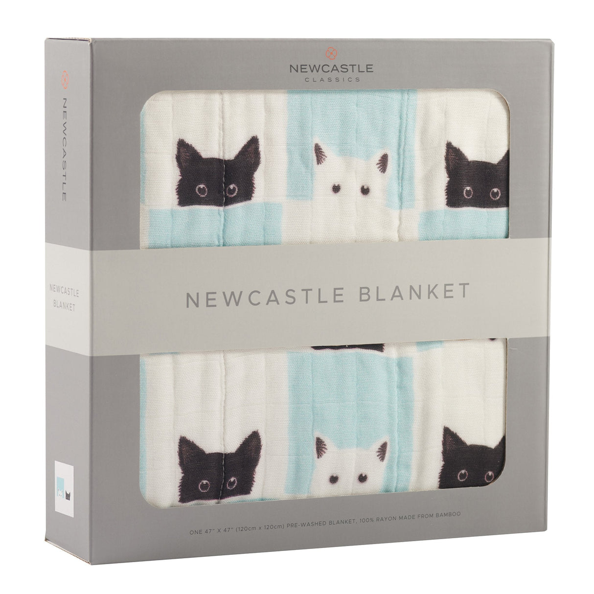 Peek-A-Boo Cats and White Bamboo Muslin Newcastle Blanket - HoneyBug