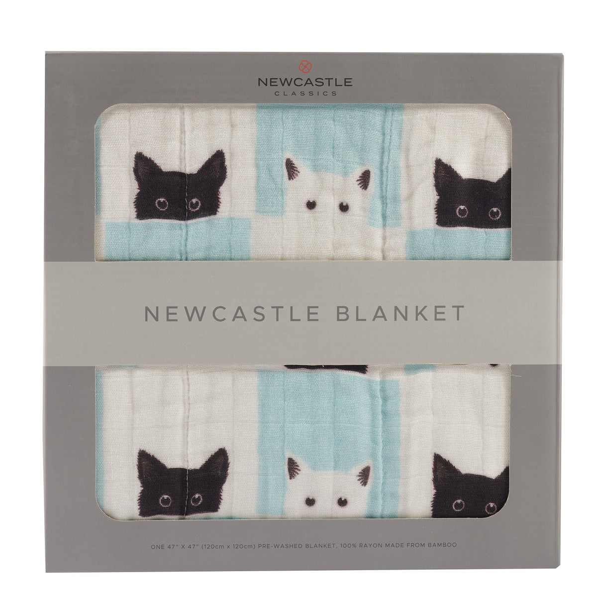 Peek-A-Boo Cats and White Bamboo Muslin Newcastle Blanket - HoneyBug