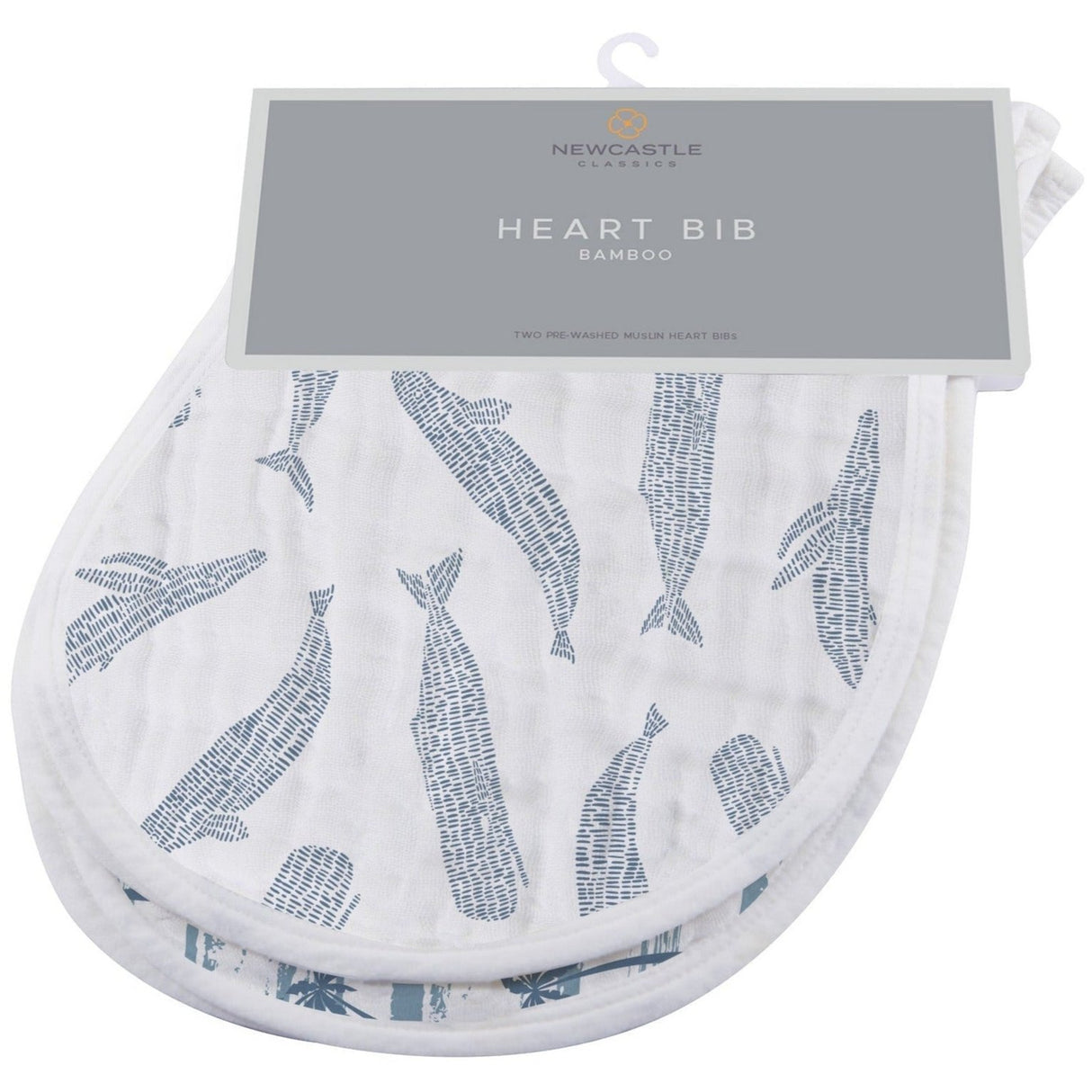 Ocean Tides Bamboo Burp Cloth/Heart Bib 2PK - HoneyBug