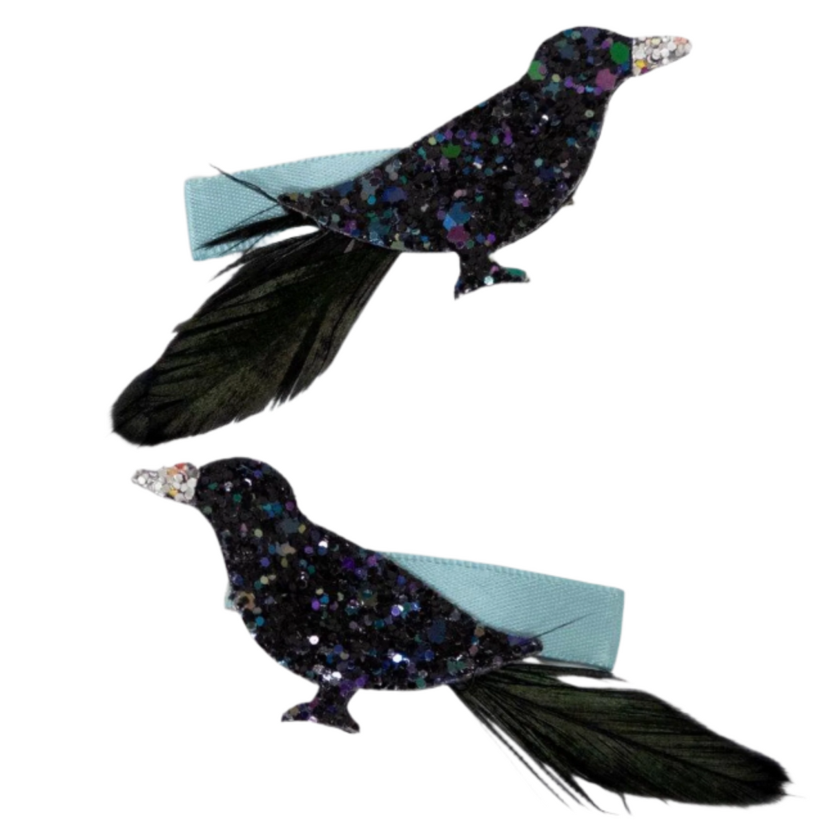 Halloween Glitter Crow Hair Clips (set of 2) - HoneyBug