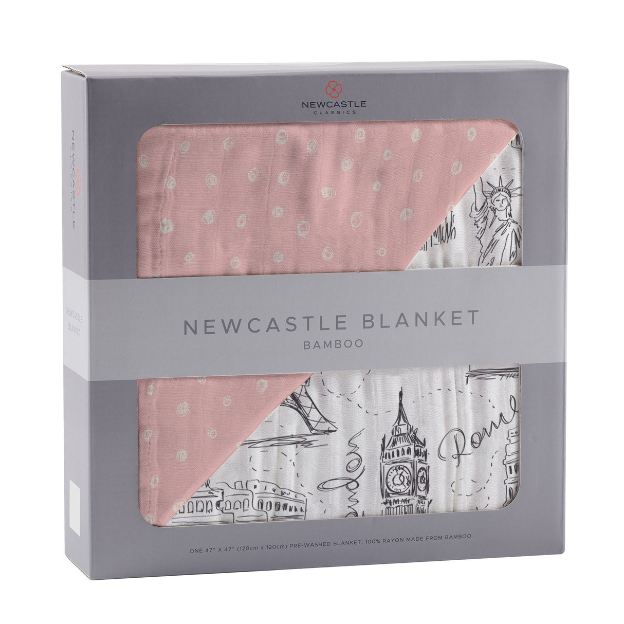 Pearl Polka Dot and London, Paris, New York Bamboo Newcastle Blanket - HoneyBug