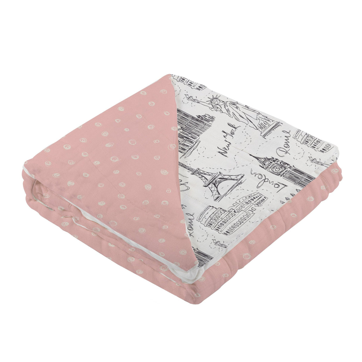 Pearl Polka Dot and London, Paris, New York Bamboo Newcastle Blanket - HoneyBug