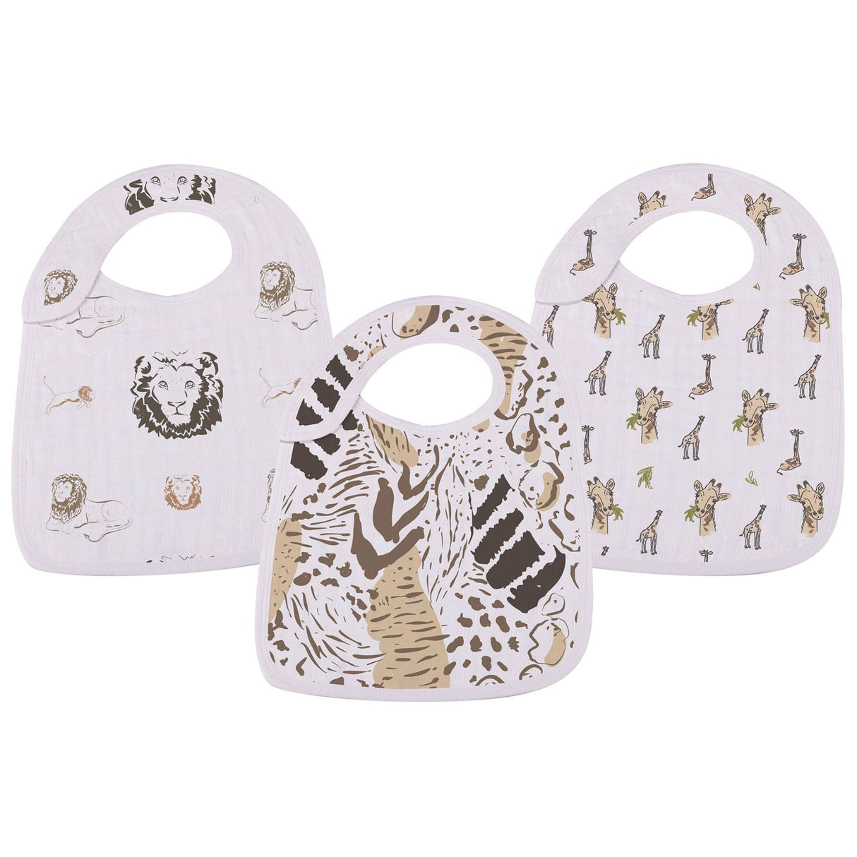 On The Savannah Bamboo Muslin Snap Bibs 3PK - HoneyBug