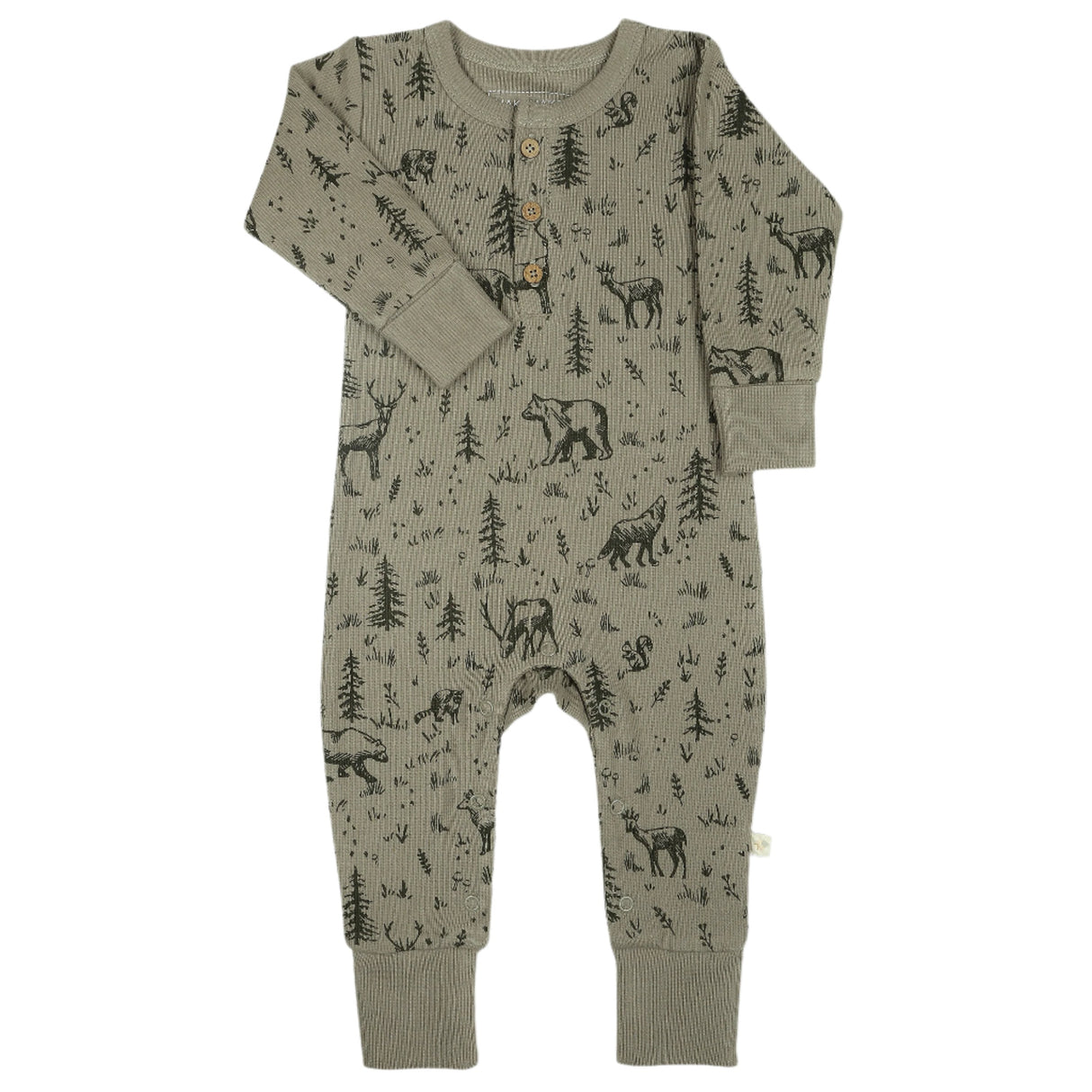 Organic Button Romper - Forest Folk