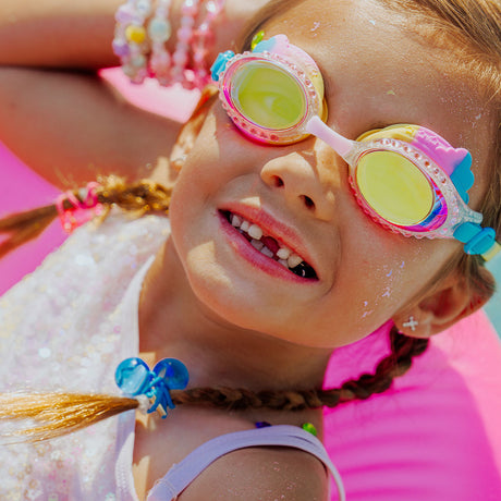 Colorful Clouds Rainbow Girl Kids' Swim Goggles - HoneyBug 