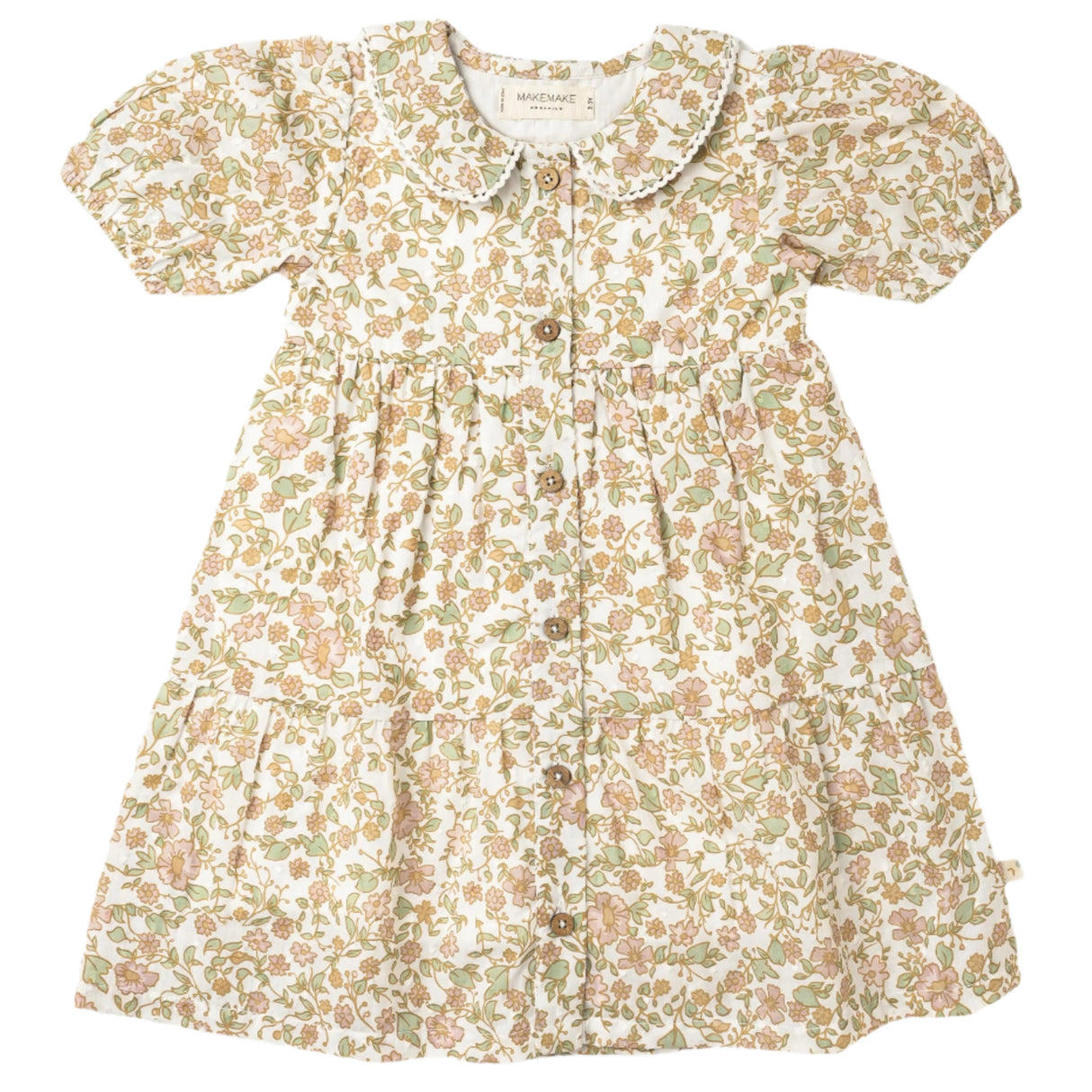 Organic Puff Sleeve Collar Dress - Tuscan Bloom - HoneyBug 