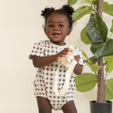 Organic Short Sleeve Bubble Romper - Mod Dots - HoneyBug 
