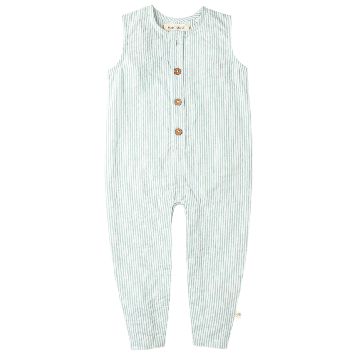 Organic Sleeveless Full Romper - Green Stripes - HoneyBug 