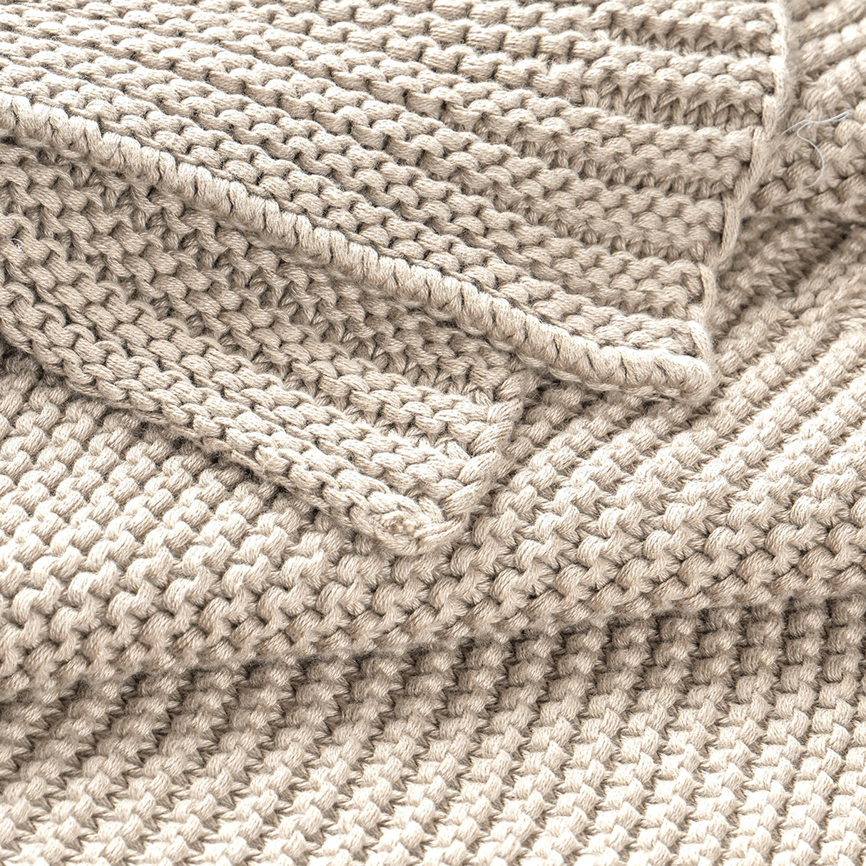 Chunky Knit Throw Blanket - Beige