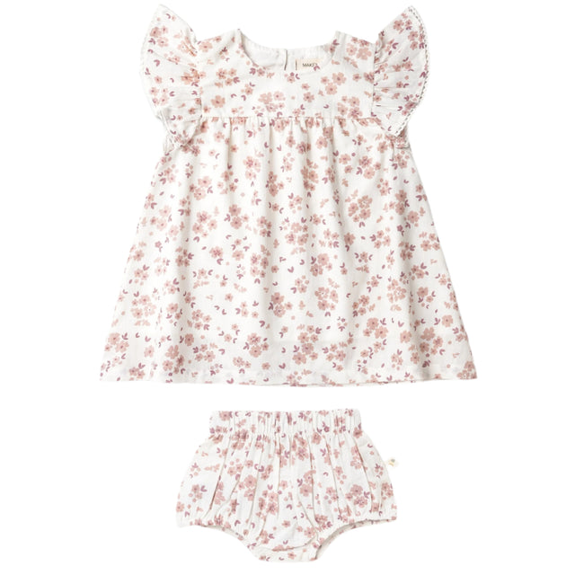 Organic Short Sleeve Flutter Dress - Petit Floral - HoneyBug 