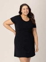 Eleanora Bamboo Maternity & Nursing Lounge Dress | Black - HoneyBug 