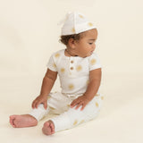 Organic Short Sleeve Romper & Pants Set - Summer Sun - HoneyBug 