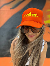 Mother Embroidered Trucker Hat -  Orange - HoneyBug 