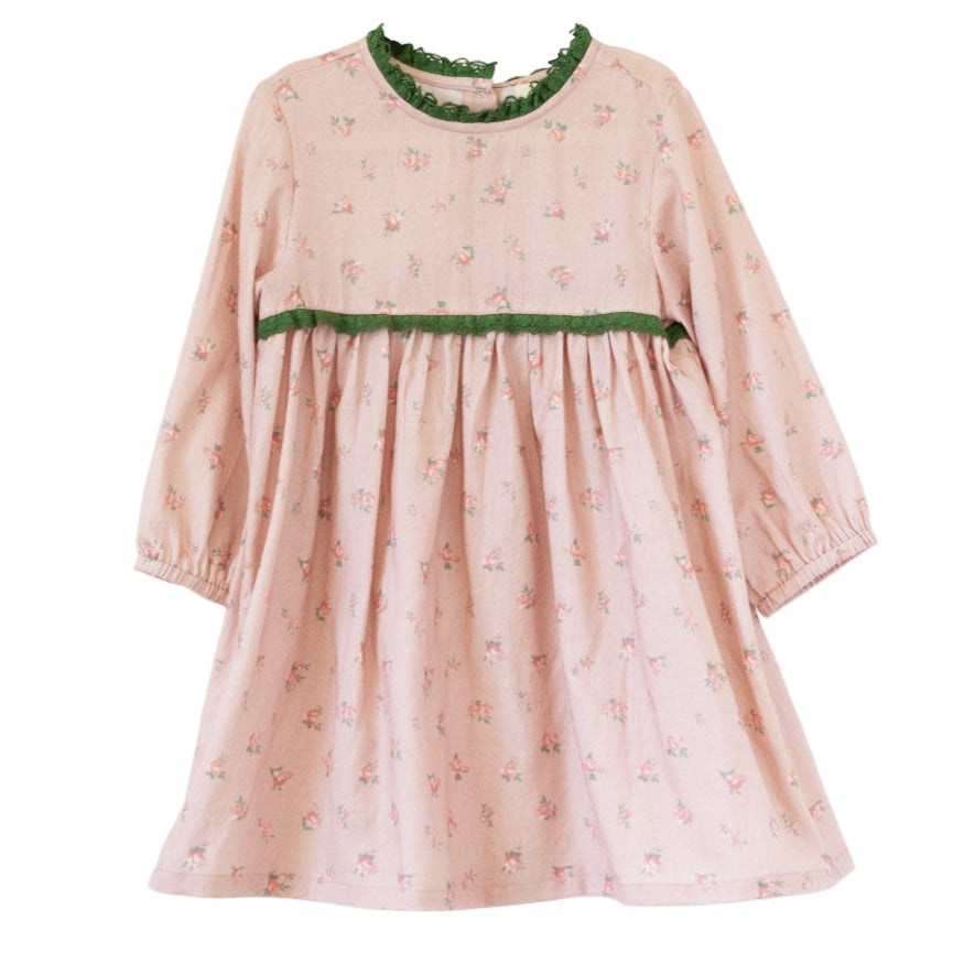 Toddler Priya Dress with Lace Trim | Vintage Pink Rose - HoneyBug 