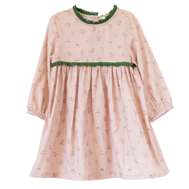 Toddler Priya Dress with Lace Trim | Vintage Pink Rose - HoneyBug 