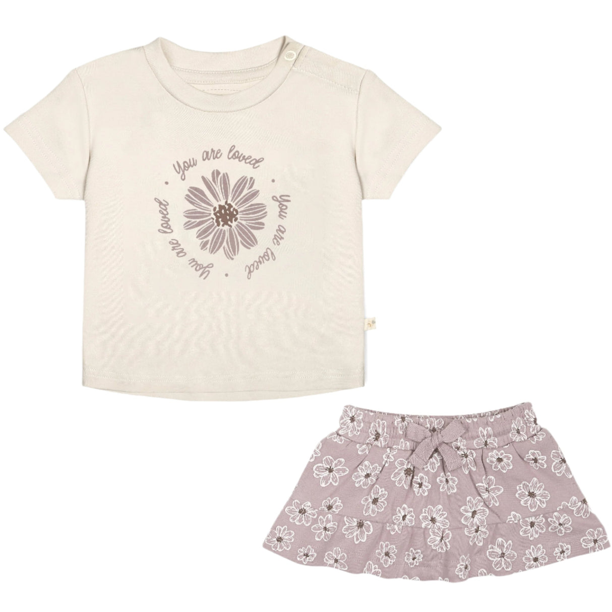 Organic Girls Tee and Skort Outfit - Daisies